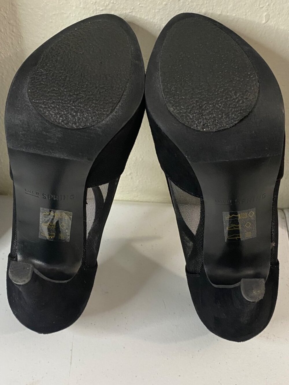 Call It Spring Black Mesh Heels T Strap Platform Pumps Womens 6.5 Sexy - Picture 12 of 14